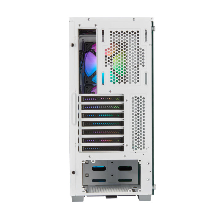 Corsair iCUE 220T RGB Mid-Tower Steel Plastic Side Tempered Glass Panel Case With 3 RGB Fans - White