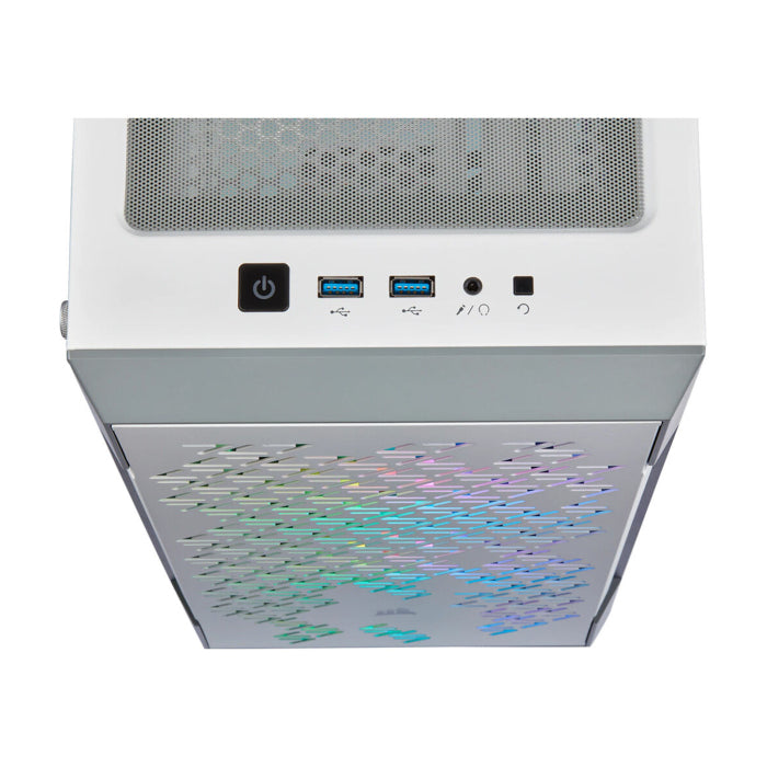 Corsair iCUE 220T RGB Mid-Tower Steel Plastic Side Tempered Glass Panel Case With 3 RGB Fans - White