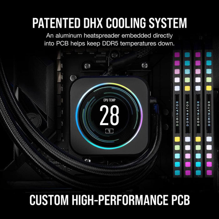 Corsair Dominator Platinum RGB 32GB (2x16GB) DDR5 6000MHz C30 AMD Desktop Memory Kit - Black