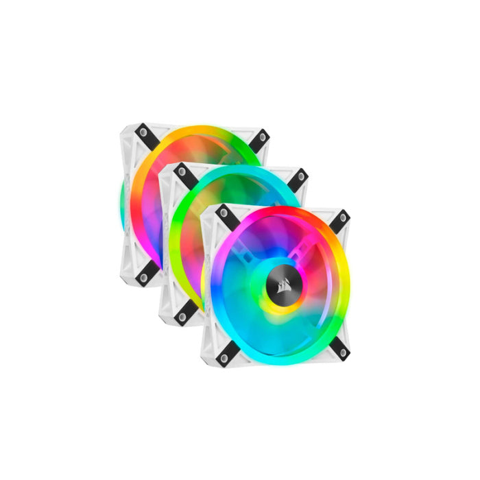 Corsair iCUE QL120 RGB Triple Fan Kit with Dual RGB Light Loops + Lighting Node Core - White