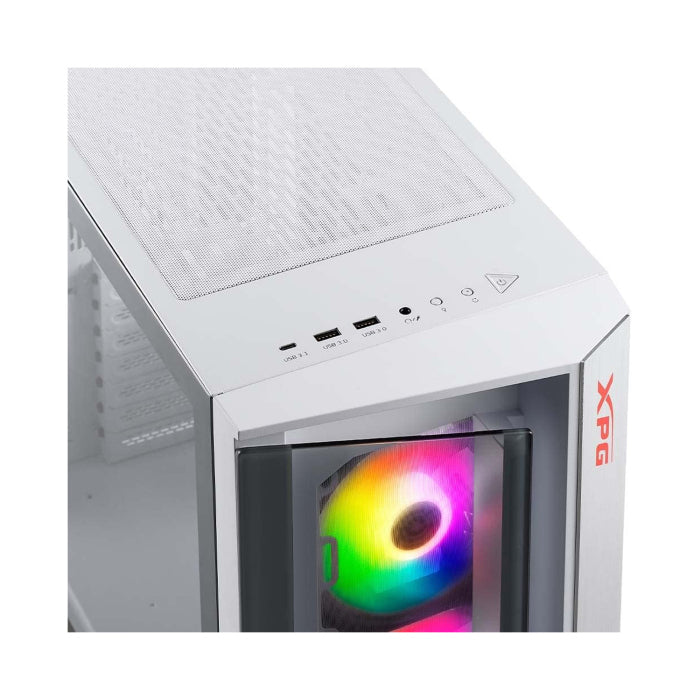 XPG Cruiser Mid-Tower Aluminum Frame Tempered Glass Side Panel Case With 3 ARGB Fans - White