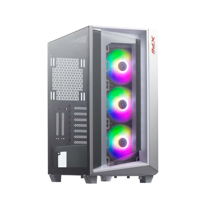 XPG Cruiser Mid-Tower Aluminum Frame Tempered Glass Side Panel Case With 3 ARGB Fans - White