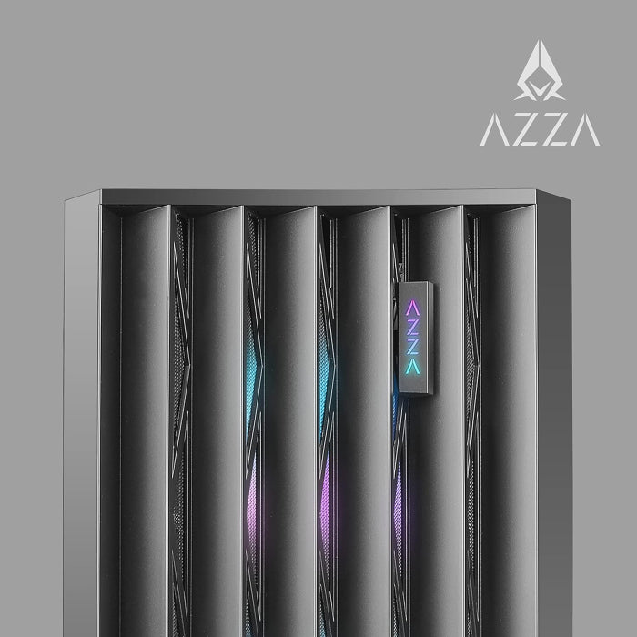 Azza Legionaire ATX Mid Tower Metal Mesh Side Panel Gaming Case With 4 ARGB & PWM Fans - Black
