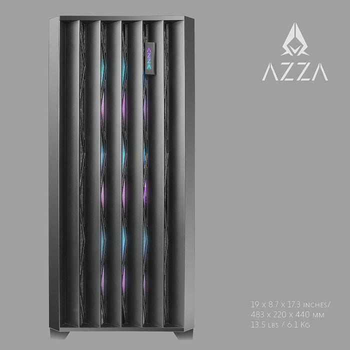 Azza Legionaire ATX Mid Tower Metal Mesh Side Panel Gaming Case With 4 ARGB & PWM Fans - Black