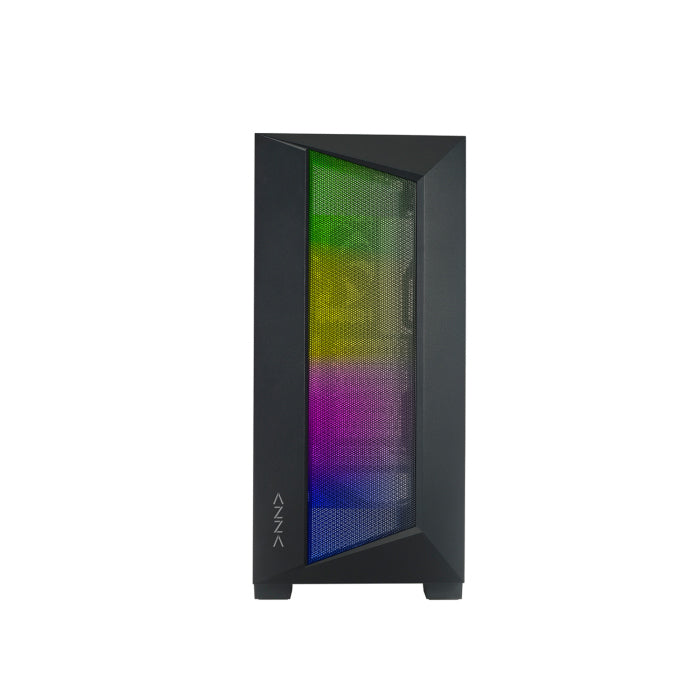 Azza Octane ATX Mid-Tower Tempered Glass Side Panel Case With 3 ARGB Fans - Black