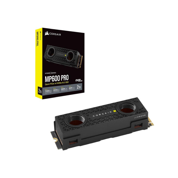 Corsair MP600 PRO XT 4TB Hydro X Edition Gen4 PCIe x4 NVMe M.2 SSD, High-Density TLC NAND, Hydro X Series XM2 Water Block, Up to 7,100MB/s Read, Up to 6,800MB/s Write