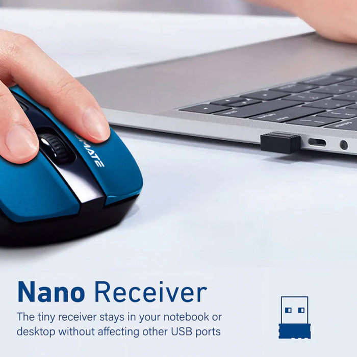 Promate Cursor 2.4GHz EZGrip™ Ergonomic Wireless Mouse - Blue