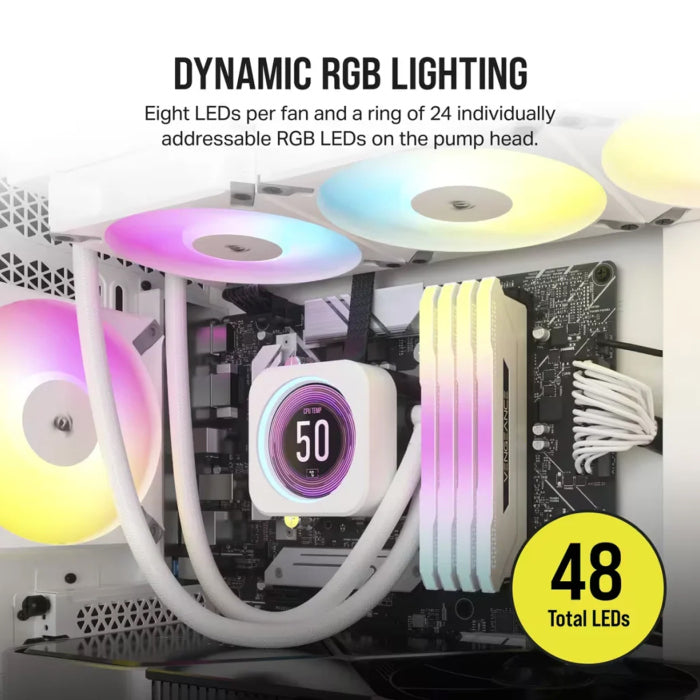 Corsair iCUE H150i Elite LCD XT Liquid CPU Cooler - IPS LCD Screen - Three AF120 RGB Elite Fans - 360mm Radiator