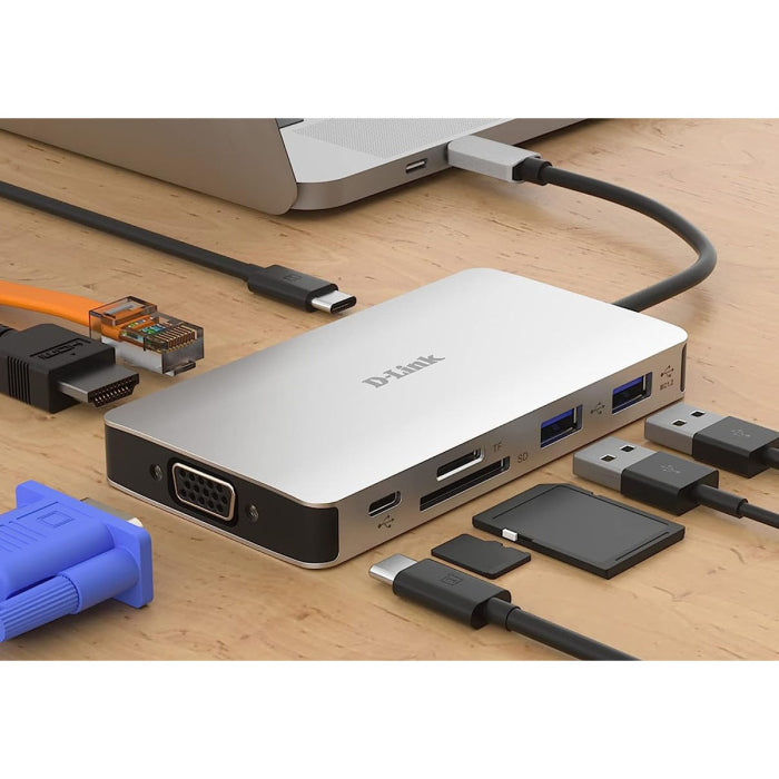 D-Link  9-in-1 USB-C Hub with HDMI/VGA/Ethernet/Card Reader