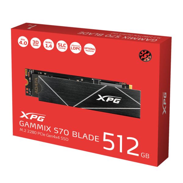 XPG Gammix S70 Blade 512GB SSD Compatible with PS5 Internal Solid State Drive - Black