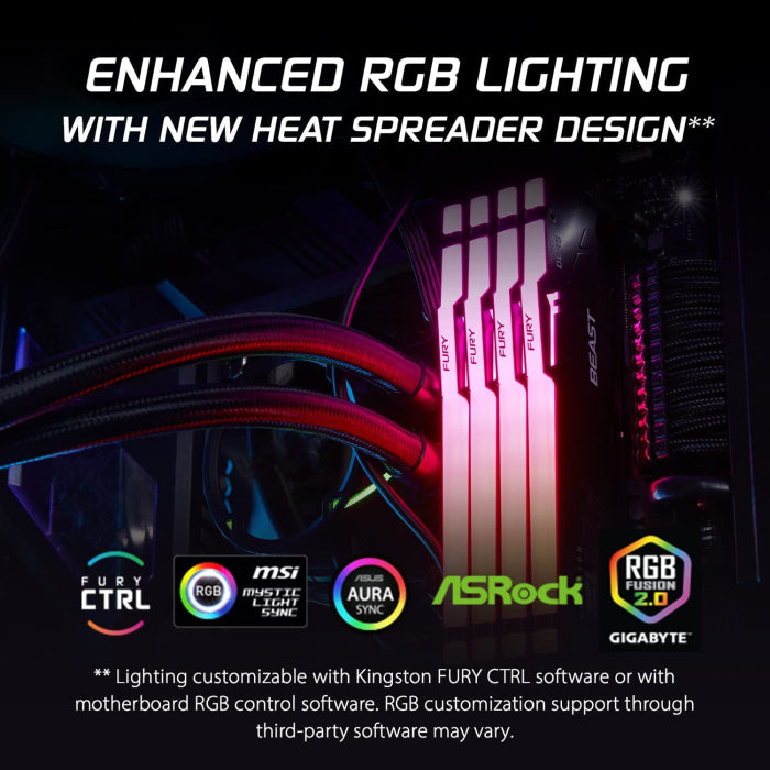 Kingston Fury Beast RGB 64GB (2x32GB) DDR5 5200MT/s CL40 Desktop Memory Kit