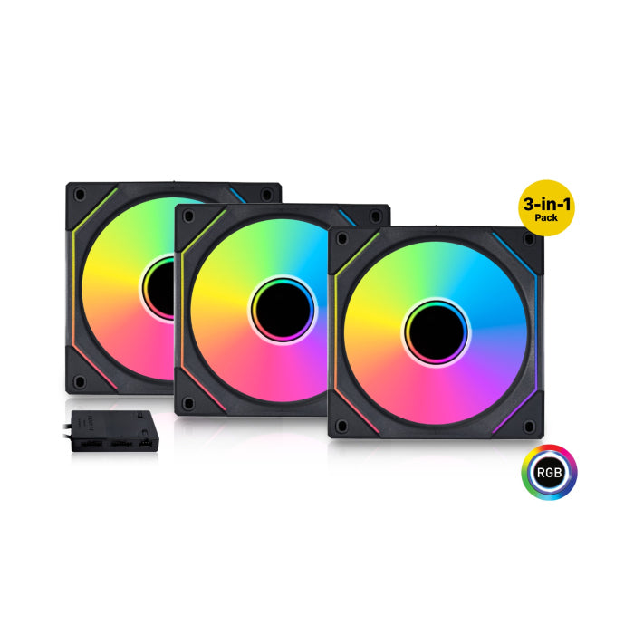 LIAN LI UNI FAN SL-INF120 RGB Revolutionized Daisy-Chain 3-in-1 Pack ARGB Fan with ARGB Controller - Black