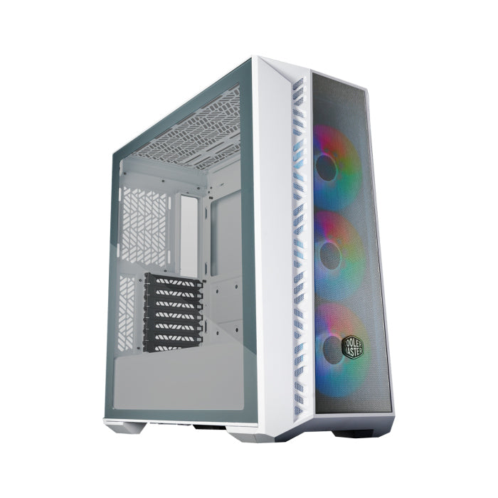 Cooler Master MasterBox 520 Mid Tower Mesh Steel ABS Plastic Tempered Glass Side Panel Case with 3 ARGB Fans - White