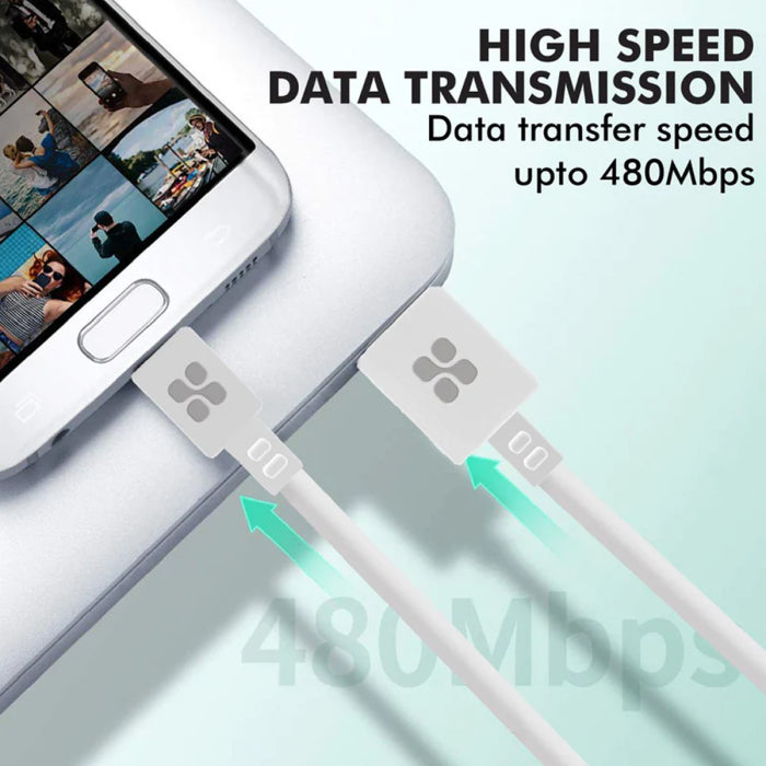 Promate MicroCord-1 Super-Durable Data & Charge USB-A to Micro-USB Cable - White