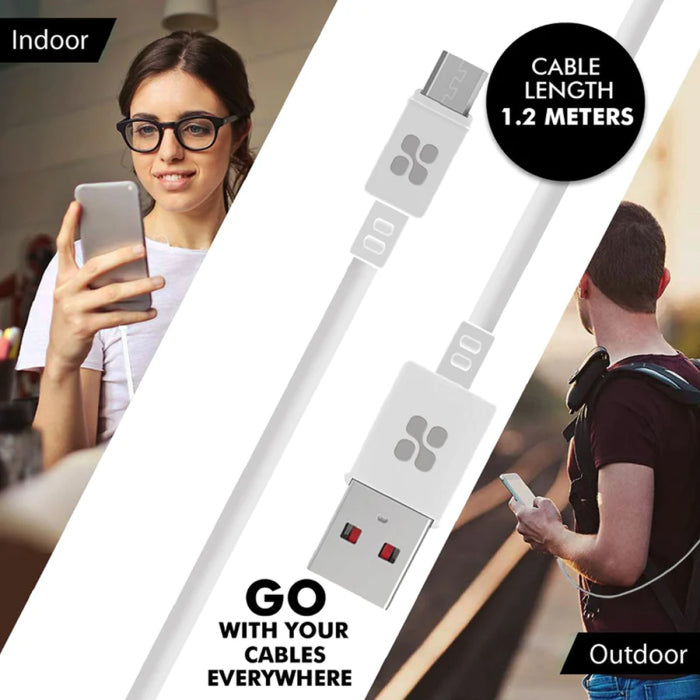 Promate MicroCord-1 Super-Durable Data & Charge USB-A to Micro-USB Cable - White