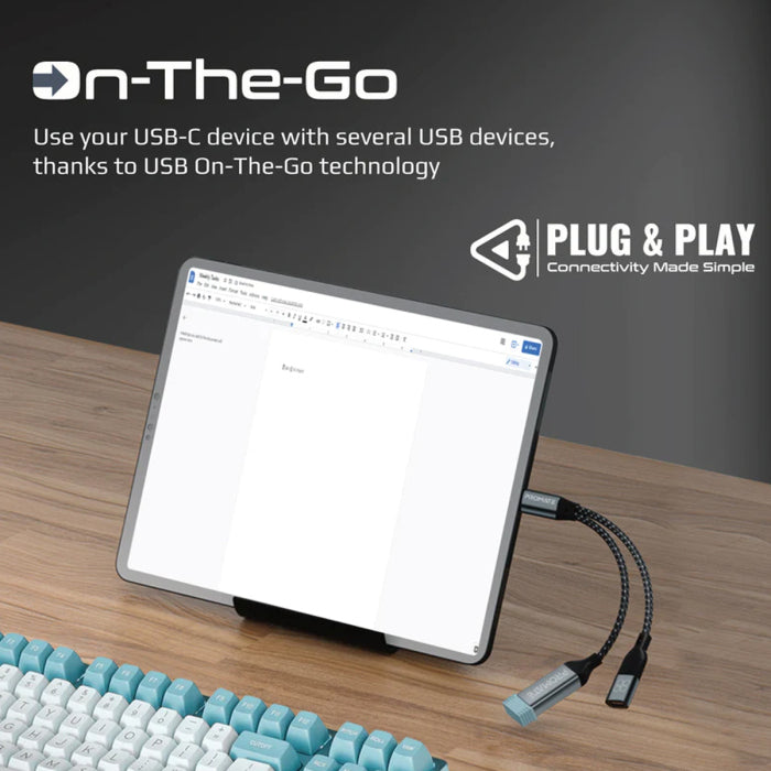 Promate OTGLink-C USB-C OTG Media Adapter - Black