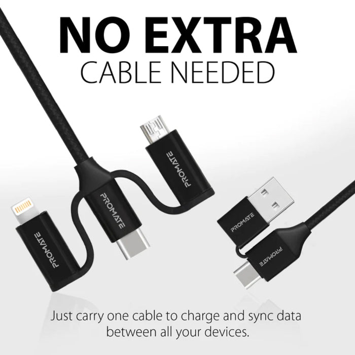 Promate PentaPower 6-in-1 Hybrid Multi-Connector Cable For Charging & Data Transfer