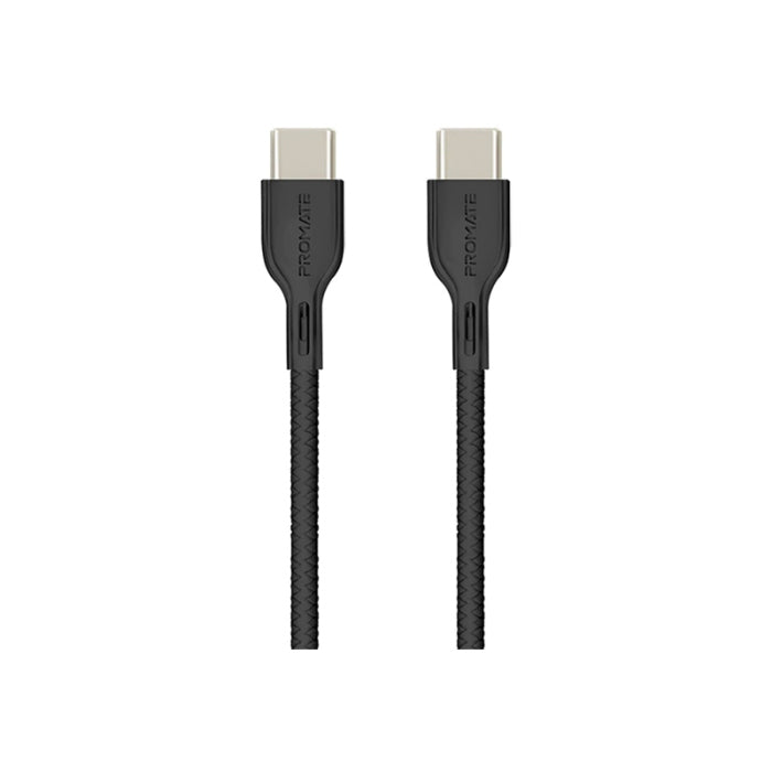 Promate Power Beam-CC2 Blue 60W Power Delivery Enabled USB-C to USB-C Data Sync & Charge Cable - Black