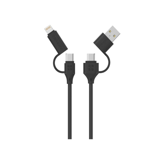 Promate 60W High-Speed Multi Connector Cable Equipped with USB-C Lightning and USB-A Connectors
