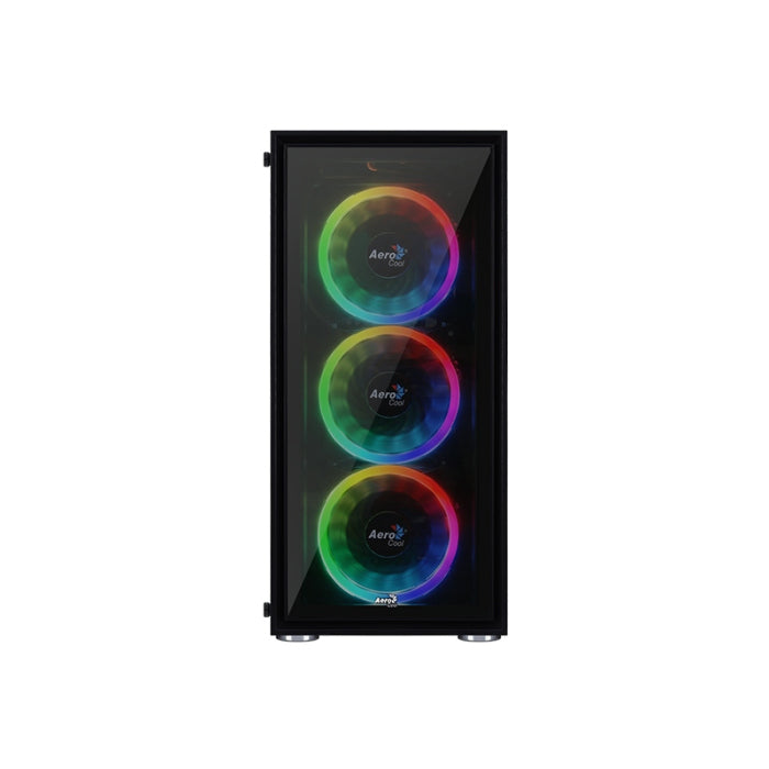 AeroCool Quartz REVO ARGB Mid-Tower Full Tempered Glass Front Panel & Side Panel Case with 3 RGB Fan + 1 Rear Fan
