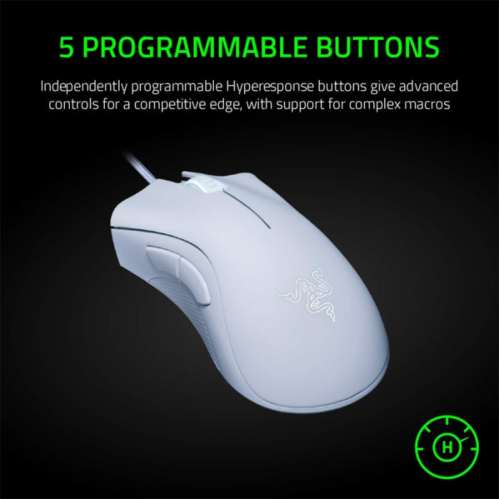 Razer DeathAdder Essential Ergonomic 6400 DPI Wired Gaming Mouse - White