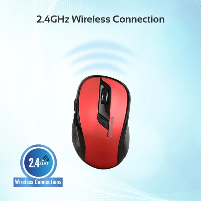 Promate Clix-7 2.4GHz Wireless Ergonomic Optical Mouse - Red