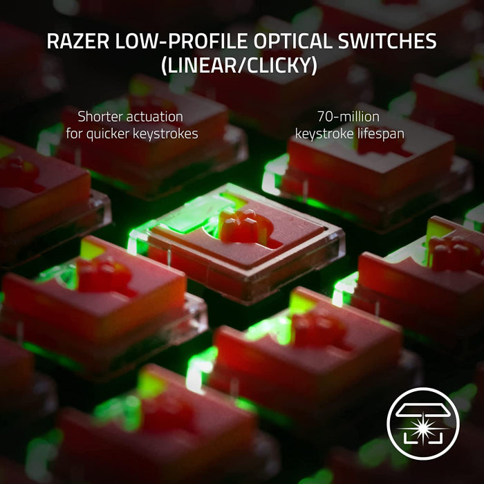 Razer DeathStalker V2 Pro Wireless Low Profile Optical Gaming Keyboard Linear Optical Switch (Red) Ultra-Long 40-Hour Battery Life