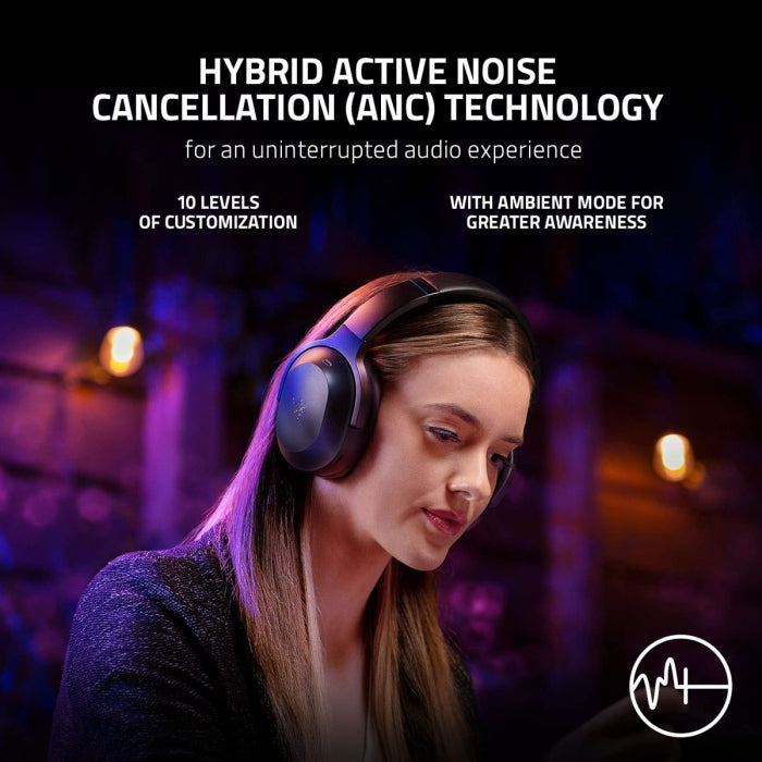 Razer Barracuda Pro Bluetooth Wireless Gaming Headset With Hybrid ANC For PC Playstation Android Mobile - Black