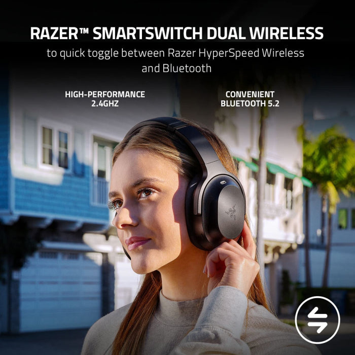 Razer Barracuda Pro Bluetooth Wireless Gaming Headset With Hybrid ANC For PC Playstation Android Mobile - Black