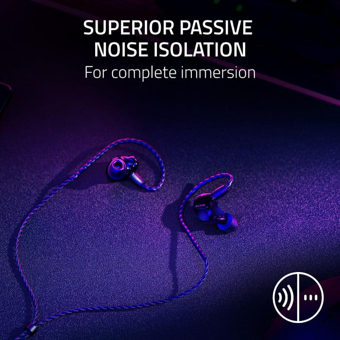 Razer Moray Ergonomic In-Ear Monitor With Superior Passive Noise Isolation - Black
