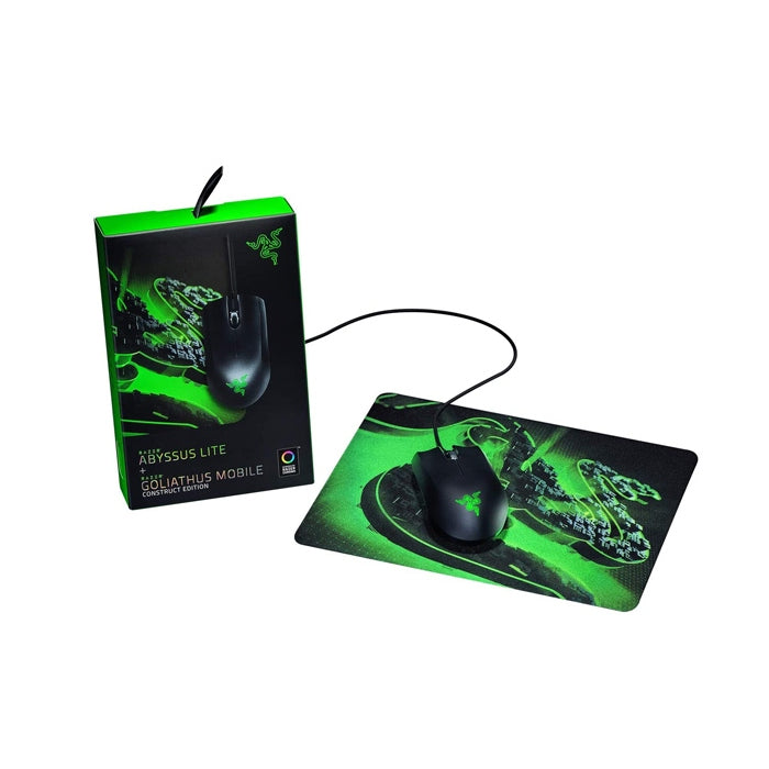 Razer Abyssus Lite Wired Gaming Mouse & Goliathus Mobile Construction Edition Mouse Mat