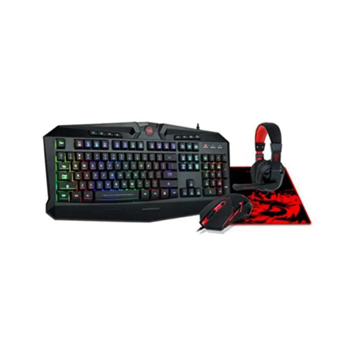 Redragon Gaming Essentials RGB Wired KeyBoard Mouse Headset & Mouse Pad 4 in 1 Set - Black