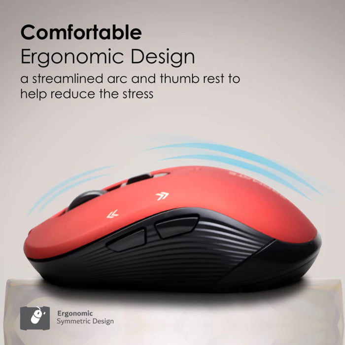 Promate Slider Optical Tracking Wireless Ergonomic Mouse - Red