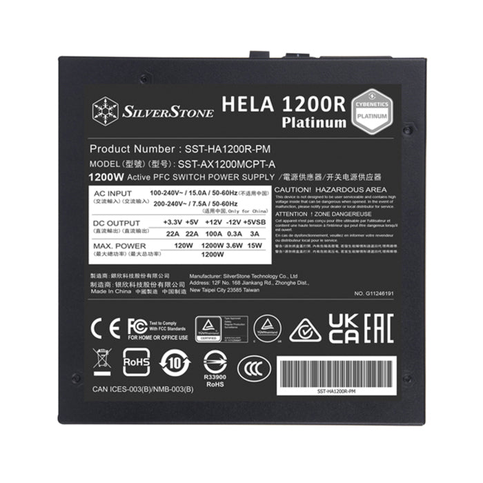 Silver Stone Hela Series 1200R Cybenetics Platinum Fully Modular ATX 1200W Power Supply