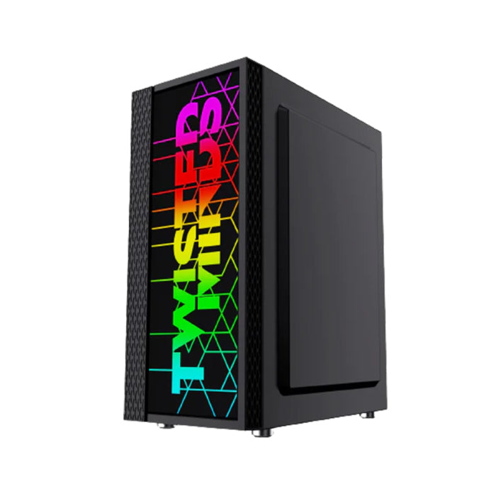 Twisted Minds Trinity-03 Mid Tower Plastic Front Panel & Left Side Tempered Glass Case with 3 RGB Fans - Black