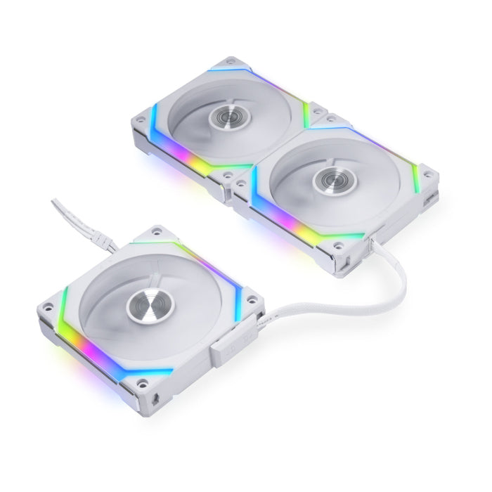 LIAN LI UNI FAN SL120 V2 RGB Revolutionized Daisy-Chain 3-in-1 Pack ARGB Fan With ARGB Controller - White