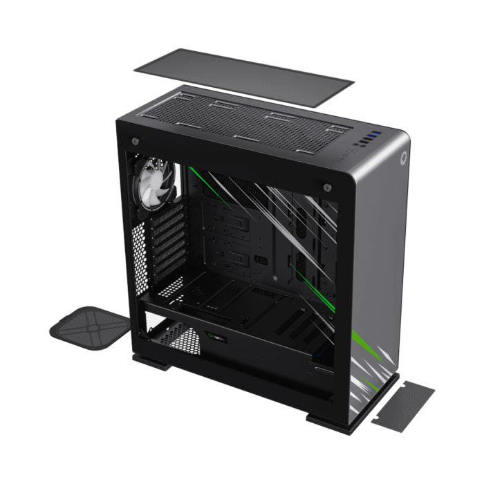 GameMax VEGA Pro Full Tower Tempered Glass Side Panel Case With 1 ARGB Fans - Grey