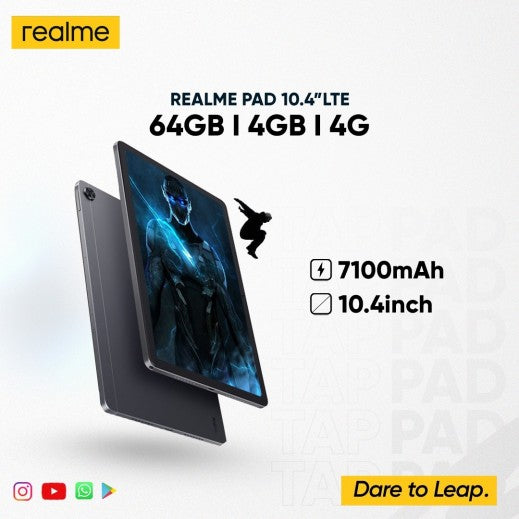 Realme Tab Pad LTE 4G 10.4 64GB / 4GB Ram Tablet – Gray