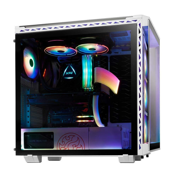 XPG BATTLECRUISER Super Mid-Tower 4-Side Tempered Glass Case with 4 RGB Fans - White