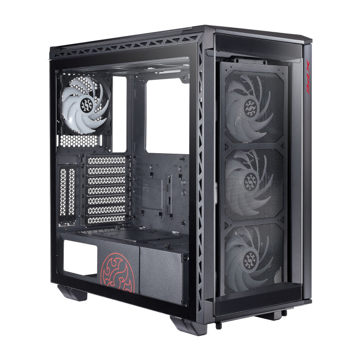 XPG BATTLECRUISER Super Mid-Tower 4-Side Tempered Glass Case with 4 RGB Fans - Black