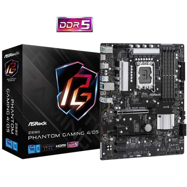 ASRock Intel Z690 Phantom - Gaming Motherboard 4/D5 - Black