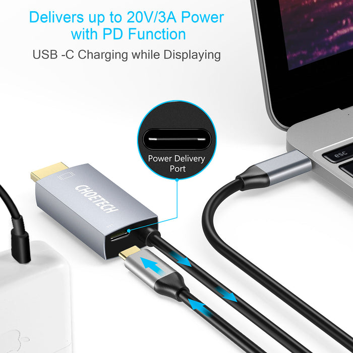 CHOETECH USB-C to HDMI Cable with PD Charging