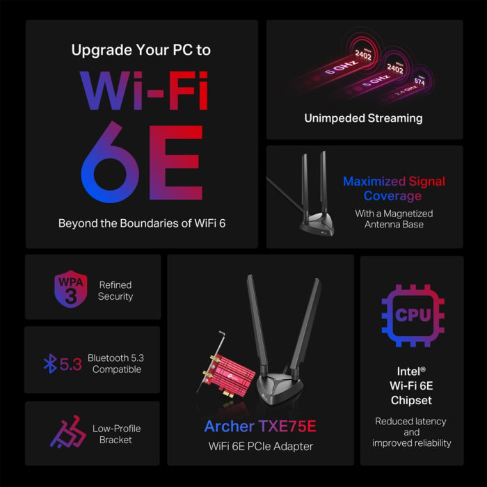 TP-Link AXE5400 Wi-Fi 6E Bluetooth 5.3 PCIe Adapter