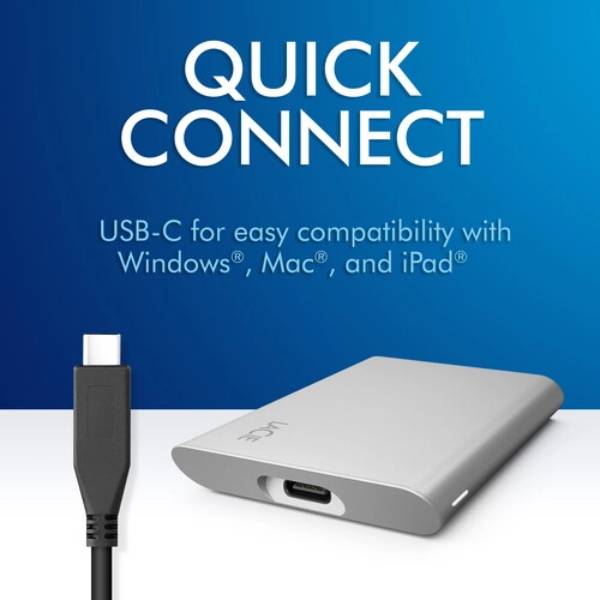 LaCie 2TB Portable USB 3.1 Type-C External SSD v2 (3-years warranty)