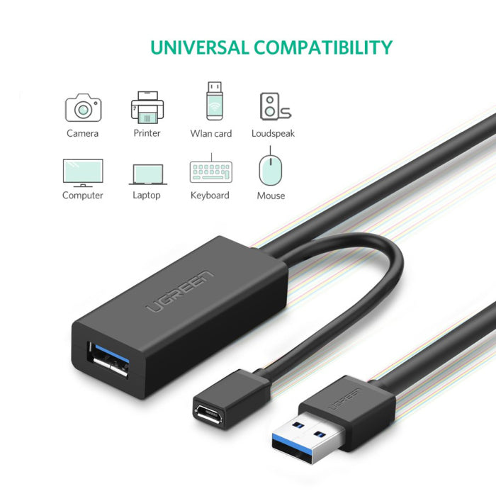 UGreen USB 3.0 Extension Male Cable 5M - Black