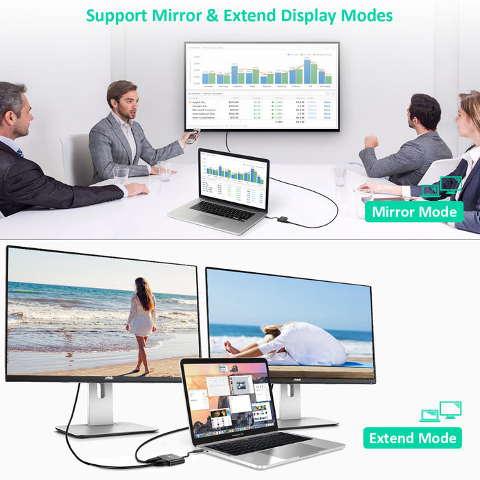Choetech 2in1 adapter Type C to VGA and HDMI Black