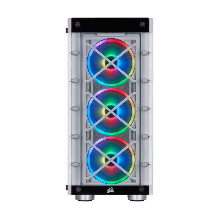 Corsair iCUE 465X RGB Mid-Tower Tempered Glass Side & Front Panel Smart Case with 3 RGB Fans - White