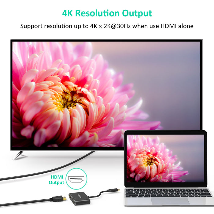Choetech 2in1 adapter Type C to VGA and HDMI Black