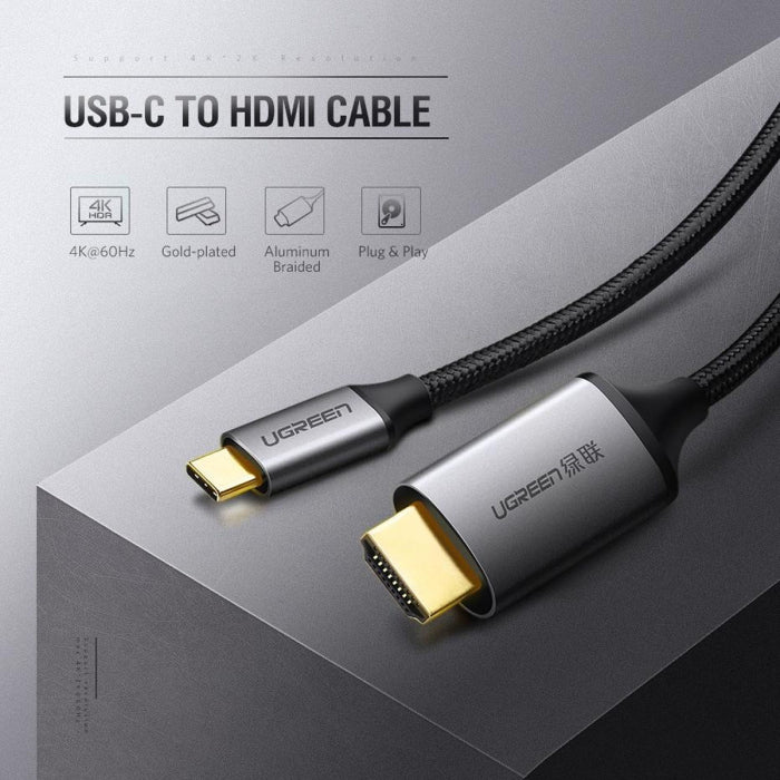 UGreen USB-C to HDMI Cable 1.5M (Resolutions up to 4K@ 60Hz) - Gray Black