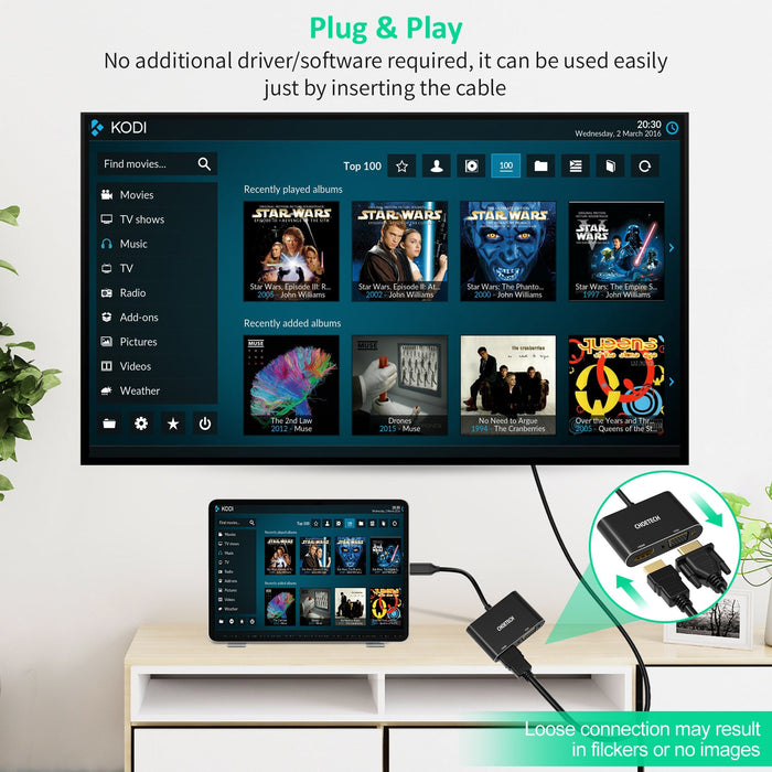 Choetech 2in1 adapter Type C to VGA and HDMI Black